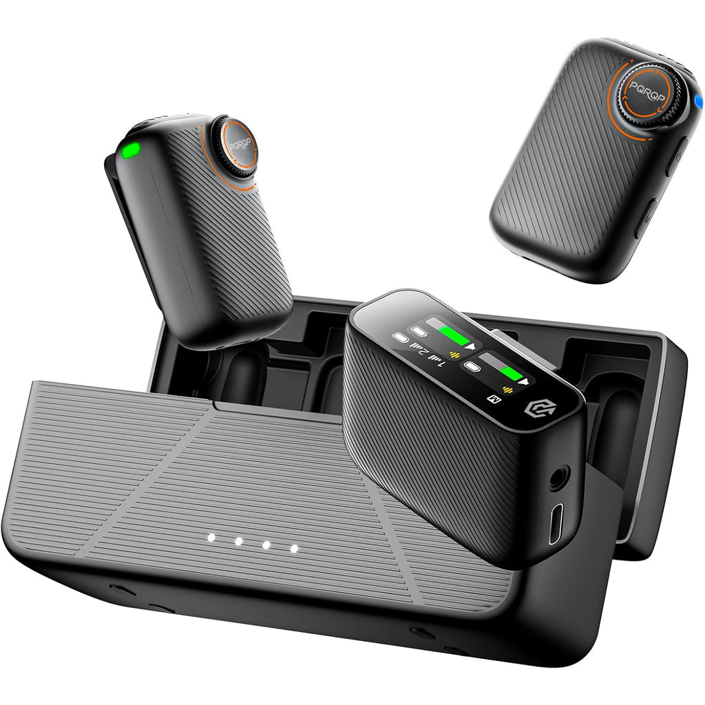 Wireless Mic, 820ft, 48h, AI Noise Cancel, for iPhone/Android/Camera