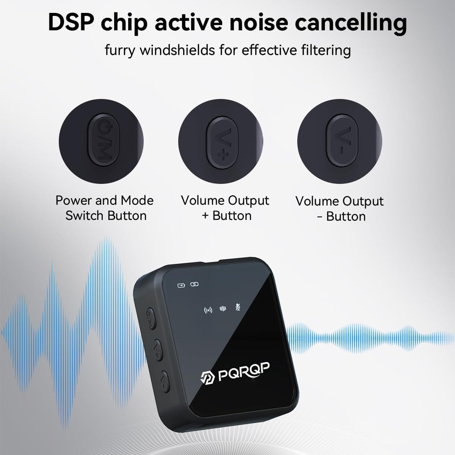 PQRQP 3-in-1 Wireless Mic: 328ft, 18H for iPhone/Android/Camera