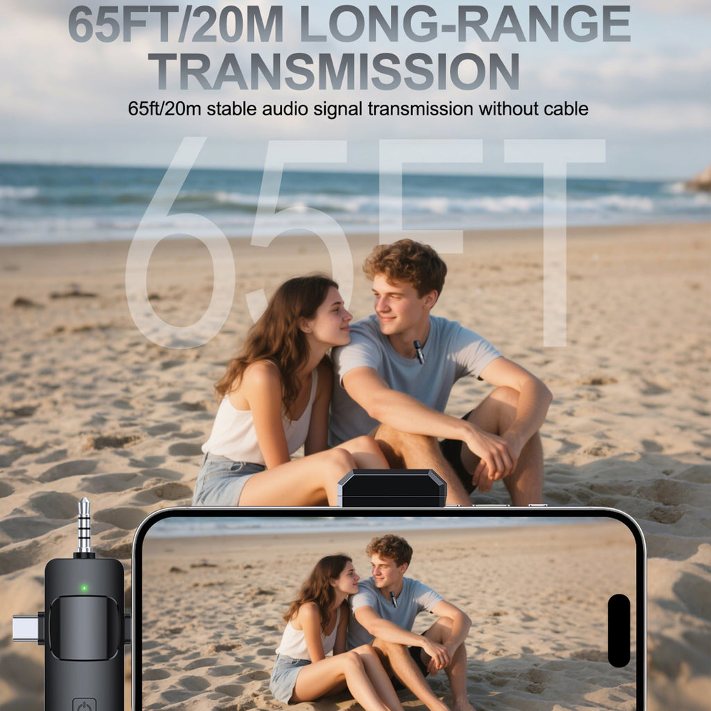 PQRQP 3-in-1 Wireless Lavalier Mic for iPhone/Android/Camera