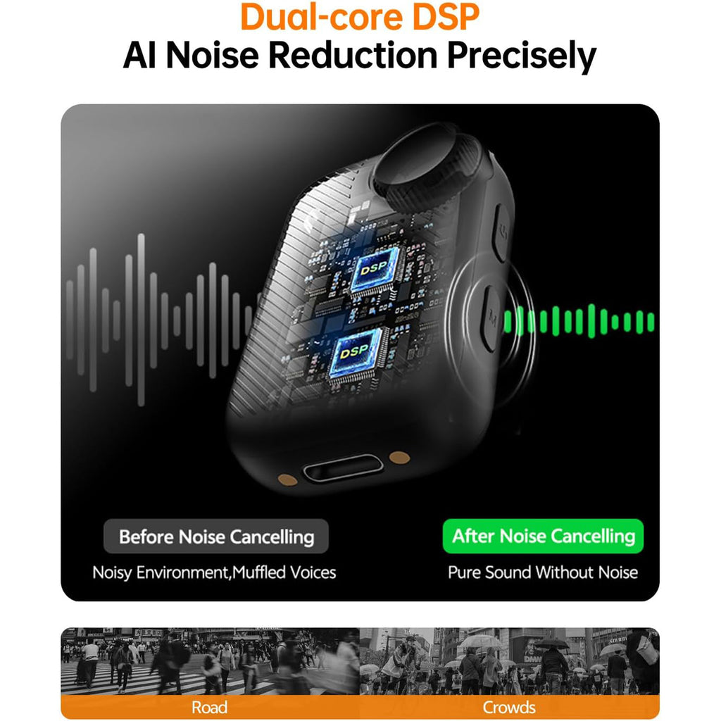 Wireless Mic, 820ft, 48h, AI Noise Cancel, for iPhone/Android/Camera