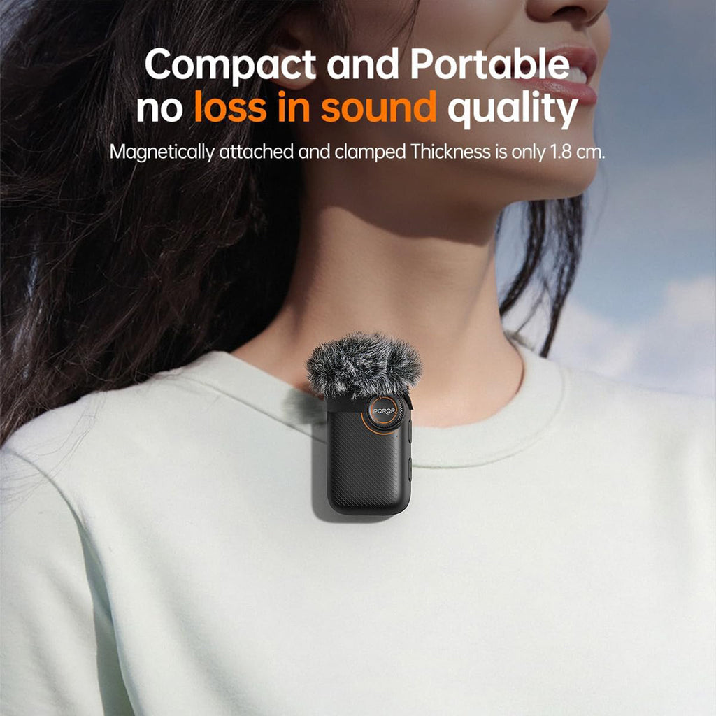 Wireless Mic, 820ft, 48h, AI Noise Cancel, for iPhone/Android/Camera